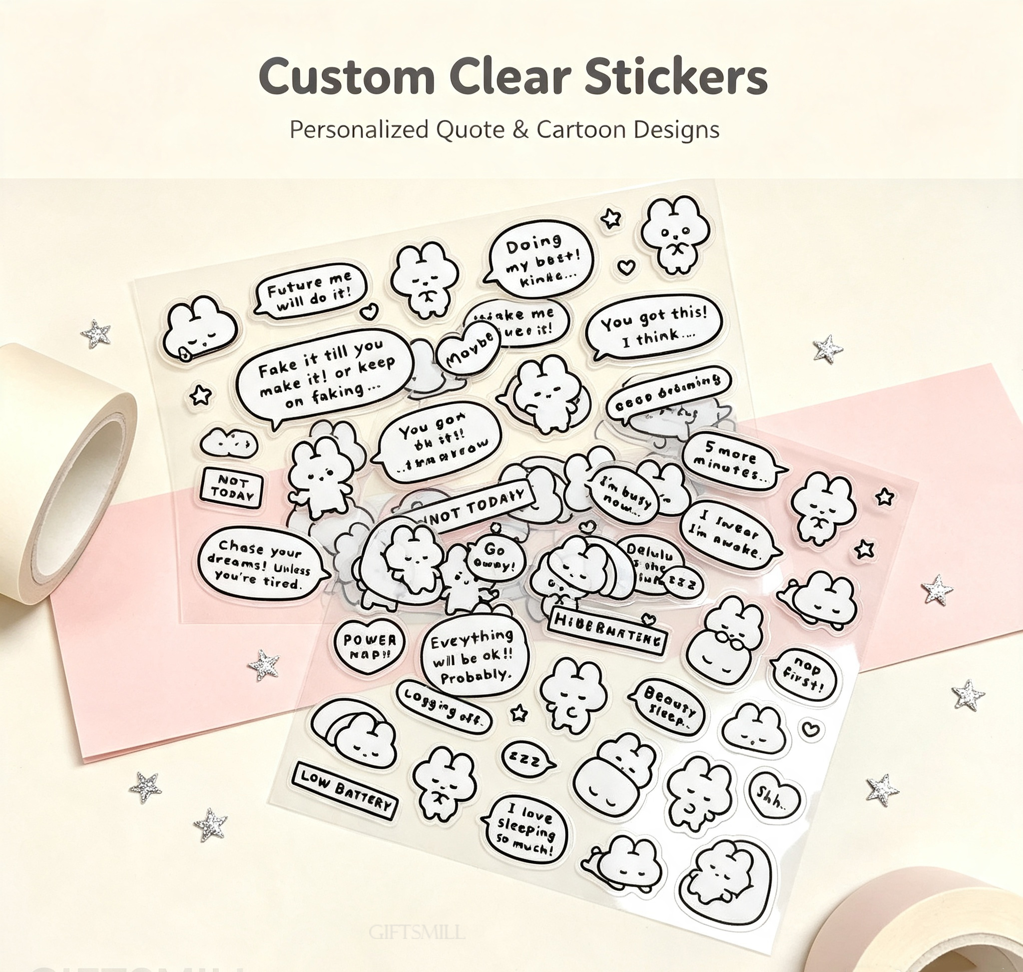 Custom Stickers Clear Sheet with Multiple Design Patterns