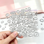 Hand holding kawaii bunny speech bubble sticker sheet for planner | Giftsmill