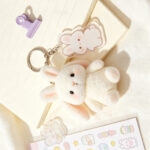 Custom bunny plush doll with personalized transparent quote stickers for journal decor | Giftsmill
